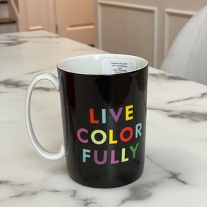 2 identical 'LIVE COLORFULLY' Kate Spade Mugs